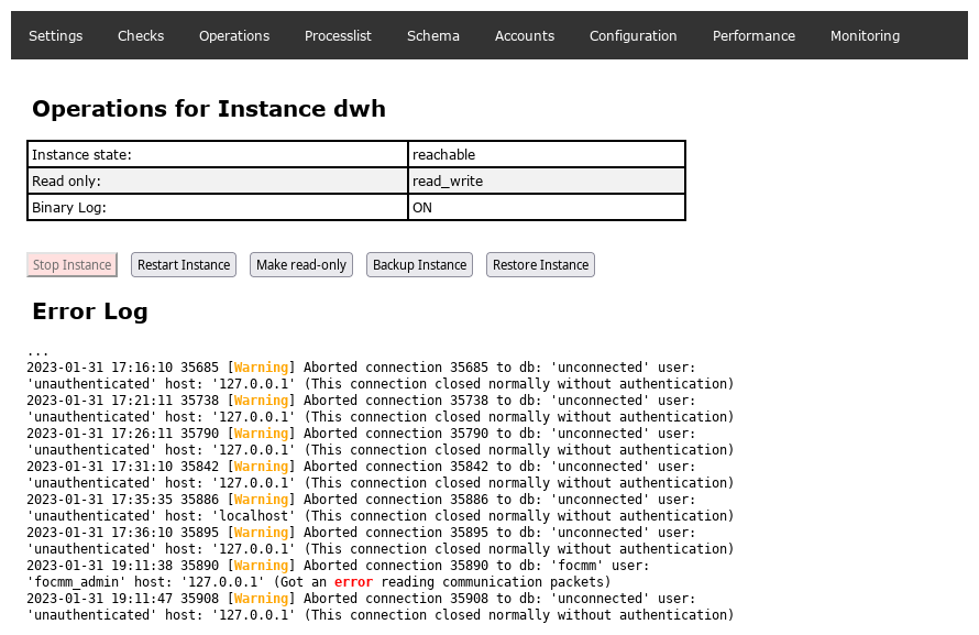 Instance operations